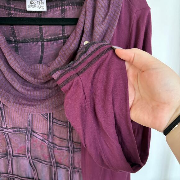Bohemian Purple Fairy Grunge Cowl Neck Desert Beach Flowy Lagenlook Blouse Large - Picture 5 of 10